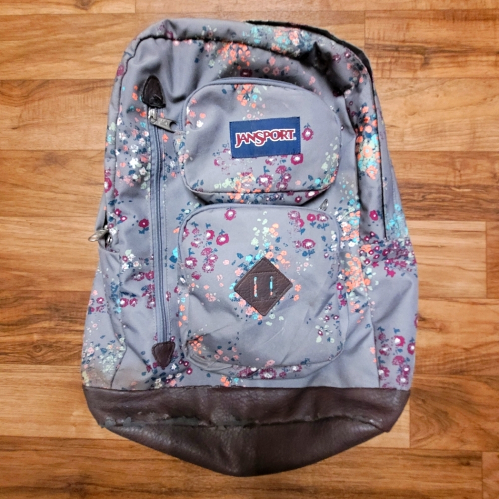 Vintage Jansport Gray Floral Backpack Women's